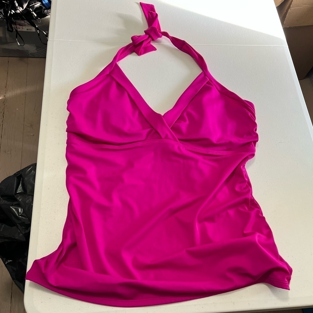 Athleta Tankini Swim Top Hot Pink Fuchsia 38B 38C E2